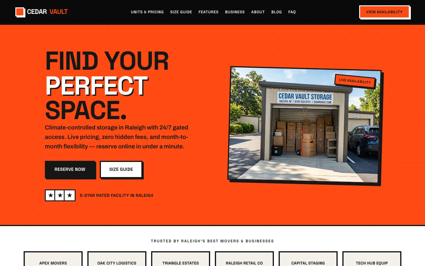 Cedar Vault Storage website